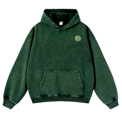 Japan Samurai Cat Vintage Washed Hoodie-moweekender