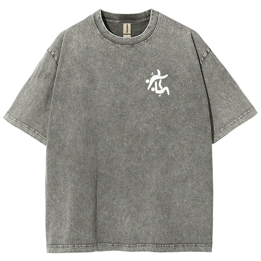 Jiu Jitsu Pattern Washed Vintage Short Sleeves T-Shirt-moweekender