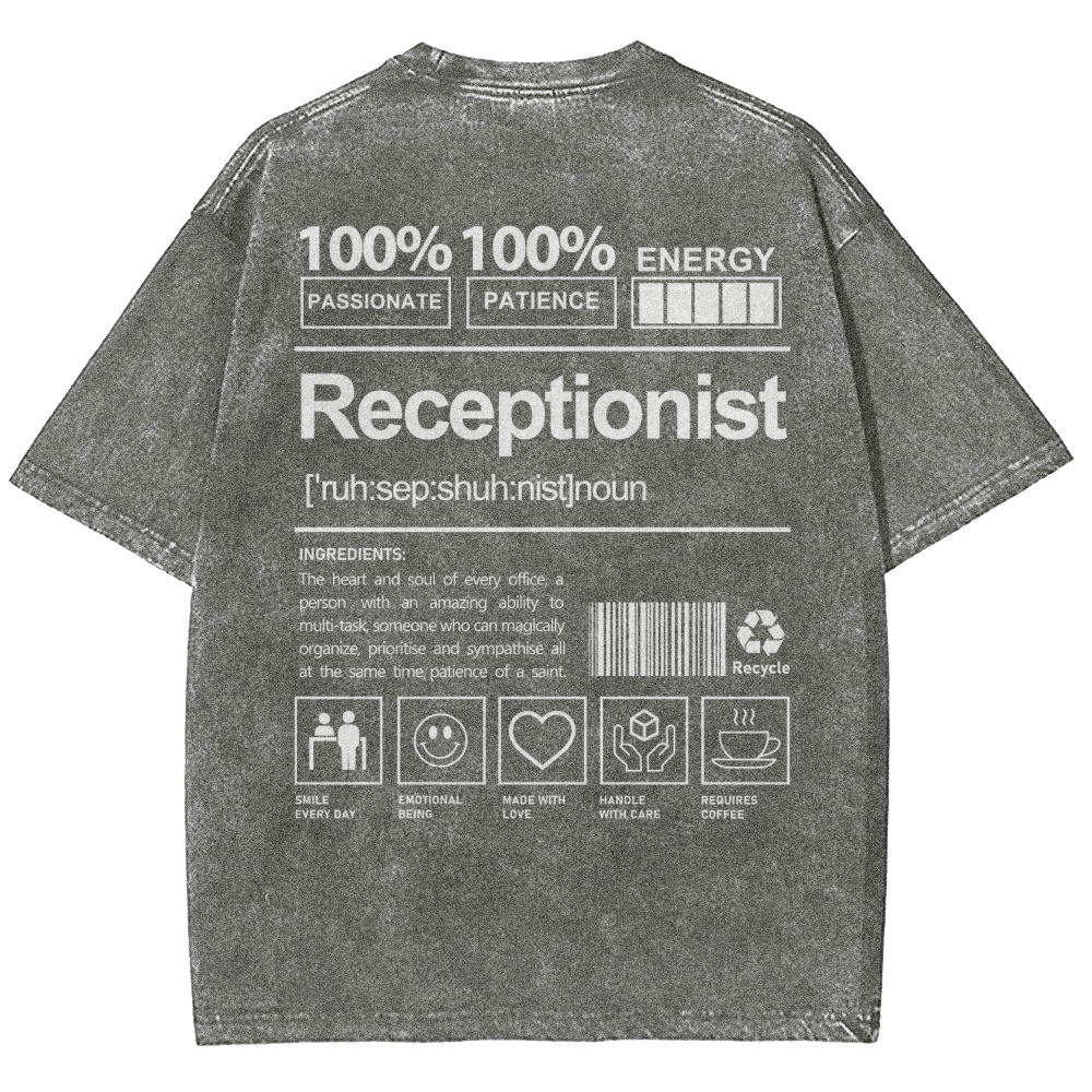 Receptionist Unisex Fit Washed T-Shirt-moweekender