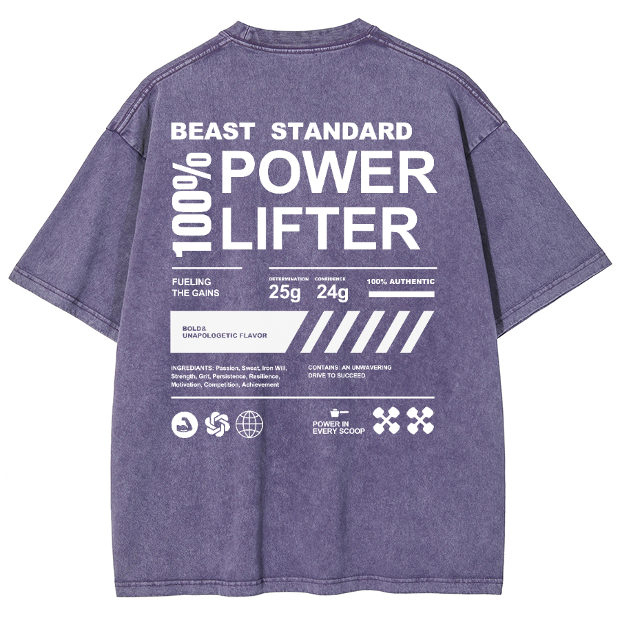 Beast Standard Power Lifter Unisex Fit Washed Oversized T-Shirt-moweekender