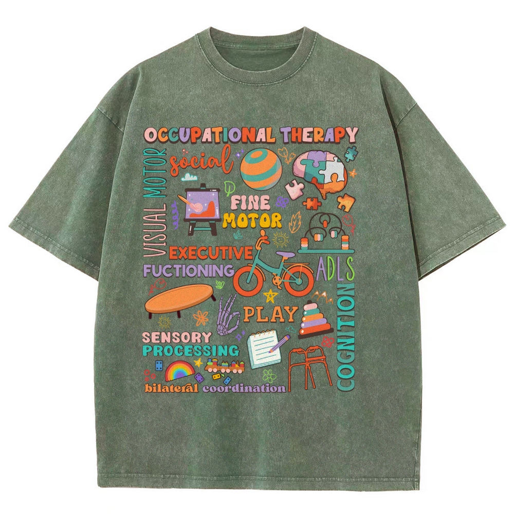 Occupational Therapist Unisex Fit Washed T-Shirt-moweekender