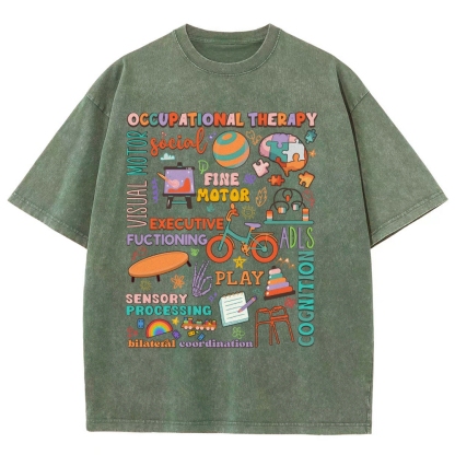 Occupational Therapist Unisex Fit Washed T-Shirt-moweekender