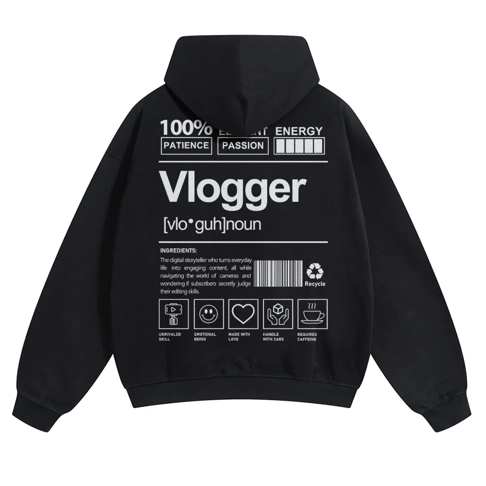 Vlogger Unisex Casual Anime Print Hoodie-moweekender
