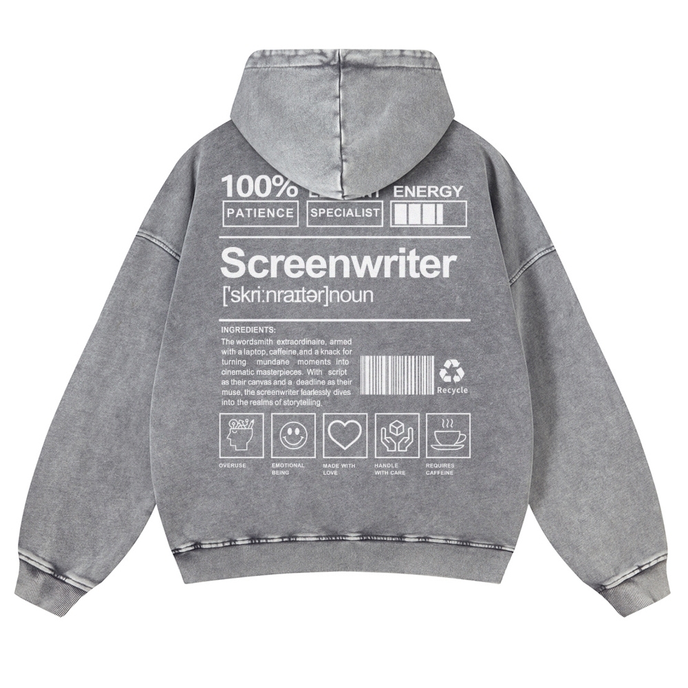 Screenwriter Printed Vintage Washed Hoodie-moweekender