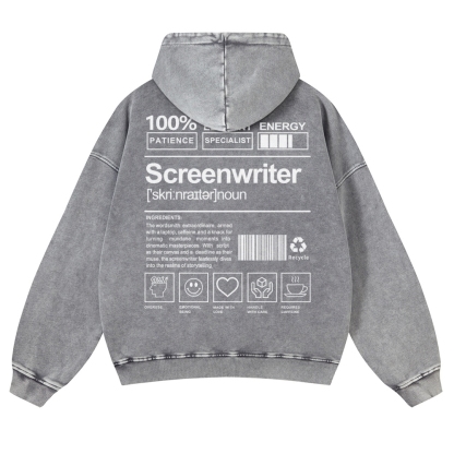Screenwriter Printed Vintage Washed Hoodie-moweekender