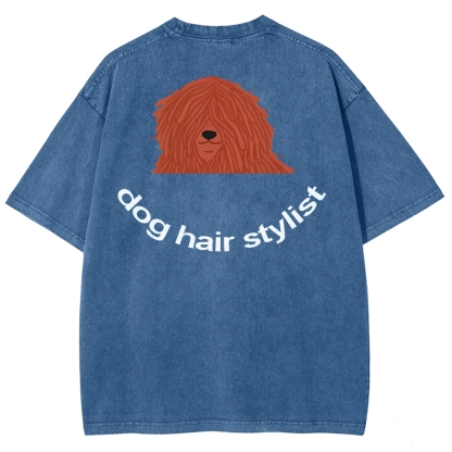 Dog Hair Stylist Unisex Fit Washed T-Shirt-moweekender