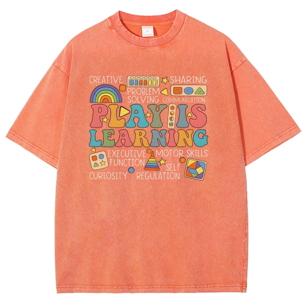 Play Is Learning Unisex Fit Washed T-Shirt-moweekender