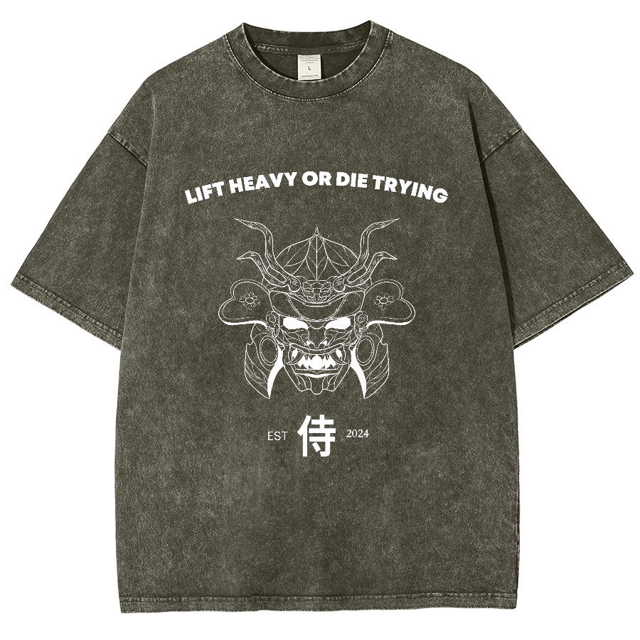 Lift Heavy Or Die Trying Unisex Fit Washed Oversized T-Shirt-moweekender