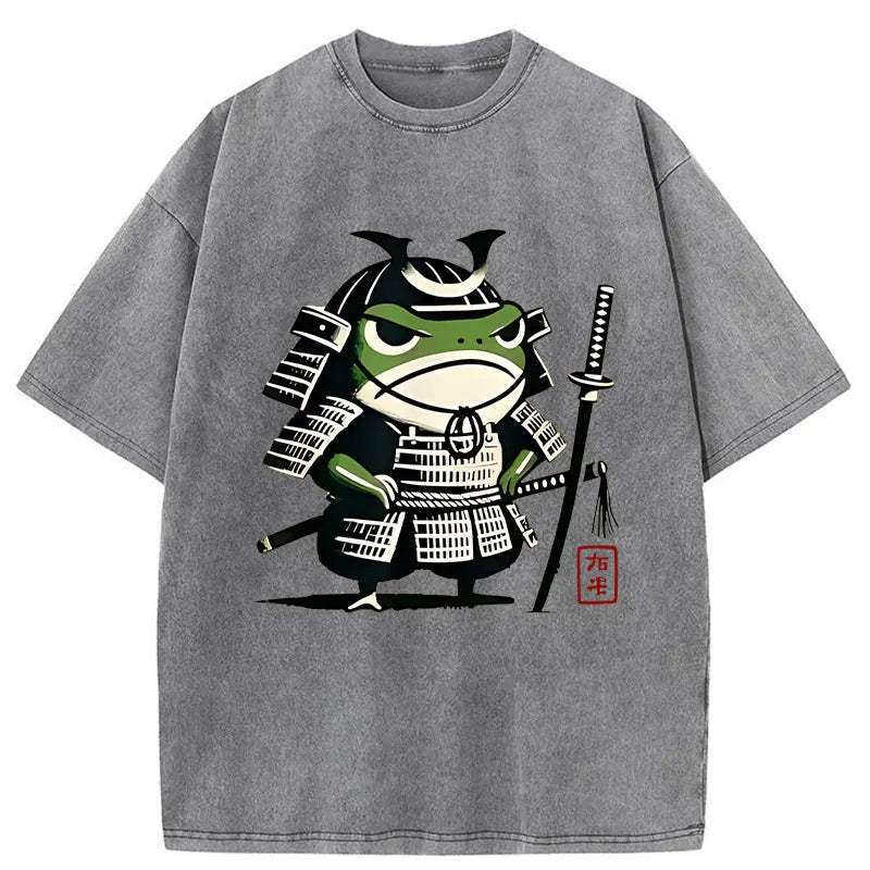 Frog Samurai Washed Vintage T-Shirt-moweekender
