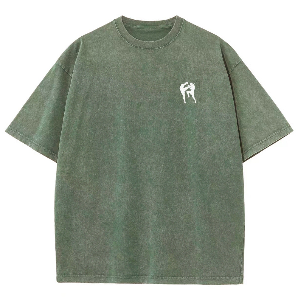 Muay Thai Pattern Washed Vintage Short Sleeves T-Shirt-moweekender