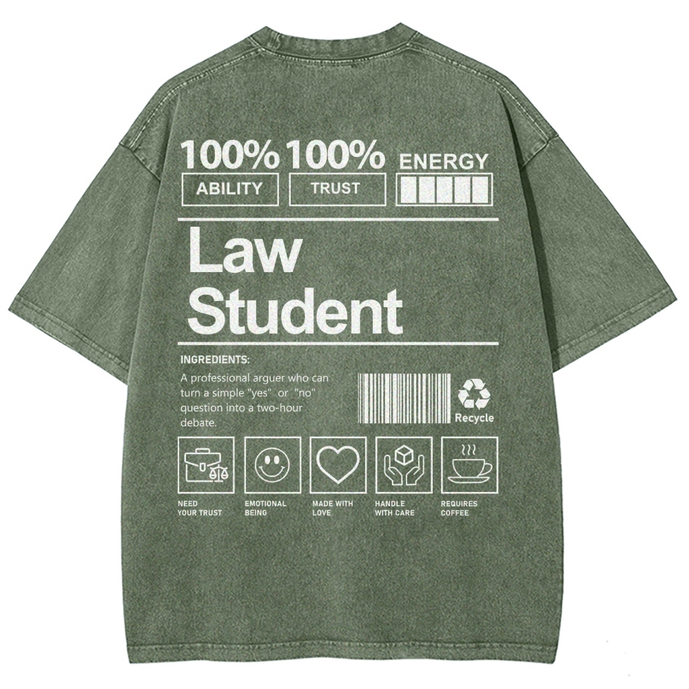 Law Student Unisex Fit Washed T-Shirt