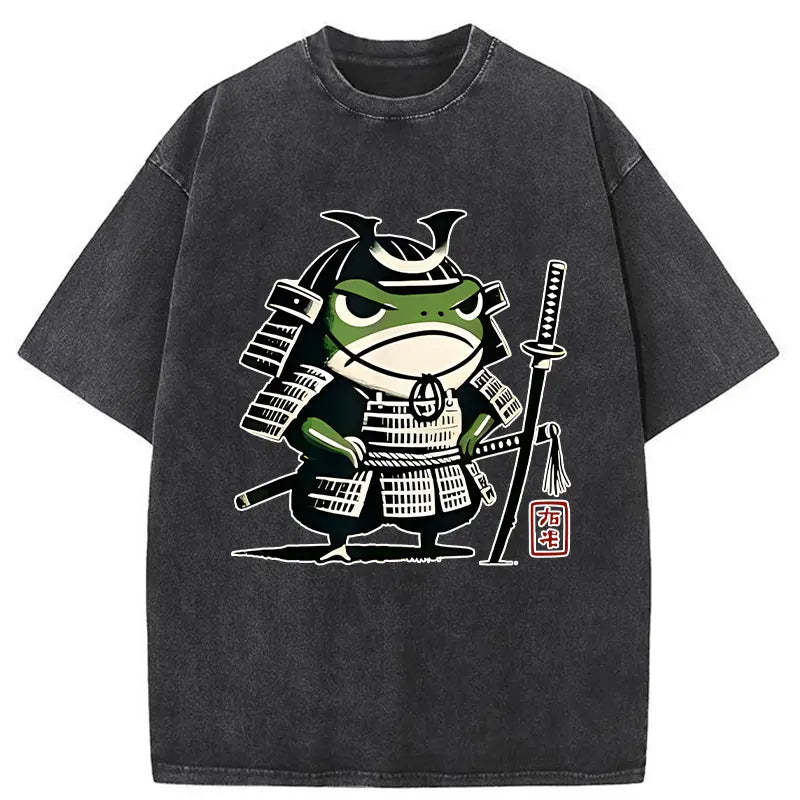 Frog Samurai Washed Vintage T-Shirt-moweekender