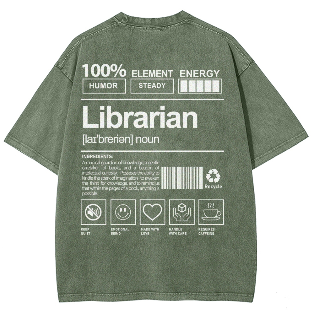 Librarian Unisex Fit Washed T-Shirt-moweekender