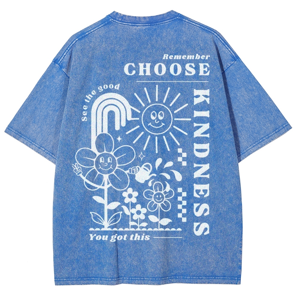 Kindness Vintage Snowflake Washed T-Shirt-moweekender