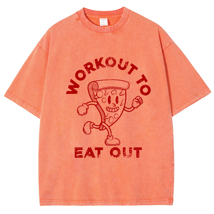 Workout To Eat Out Unisex Fit Washed T-Shirt-moweekender
