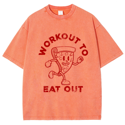 Workout To Eat Out Unisex Fit Washed T-Shirt-moweekender