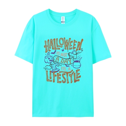 Halloween is life Cotton Short-Sleeved T-Shirt-moweekender