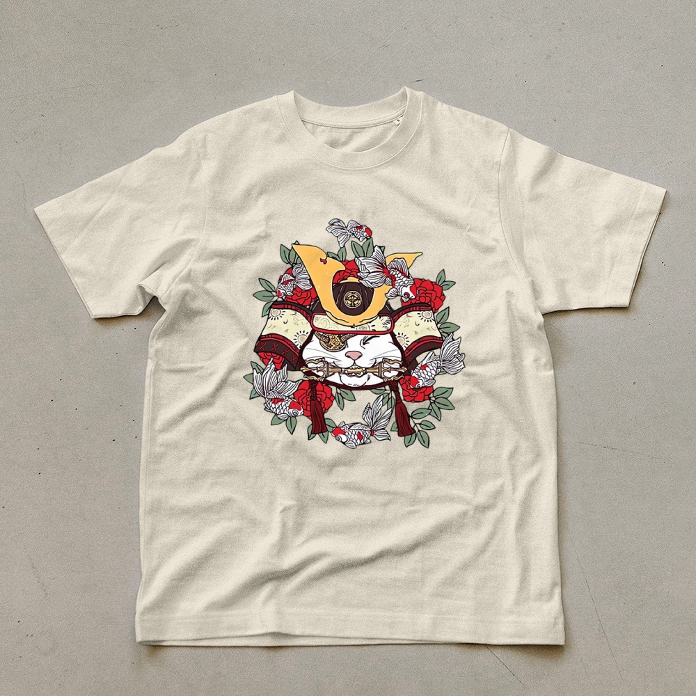 Japanese Goldfish Cat Casual Unisex Prints T-Shirt-moweekender