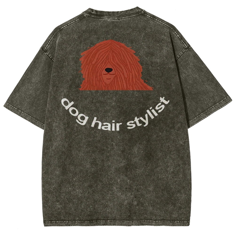 Dog Hair Stylist Unisex Fit Washed T-Shirt-moweekender