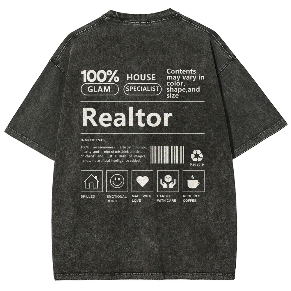 Realtor Vintage Snowflake Washed T-Shirt-moweekender