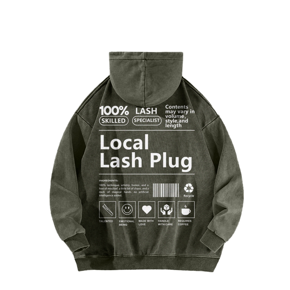 Local Last Plug Washed Long Sleeved Hoodie-moweekender