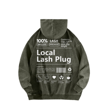 Local Last Plug Washed Long Sleeved Hoodie-moweekender