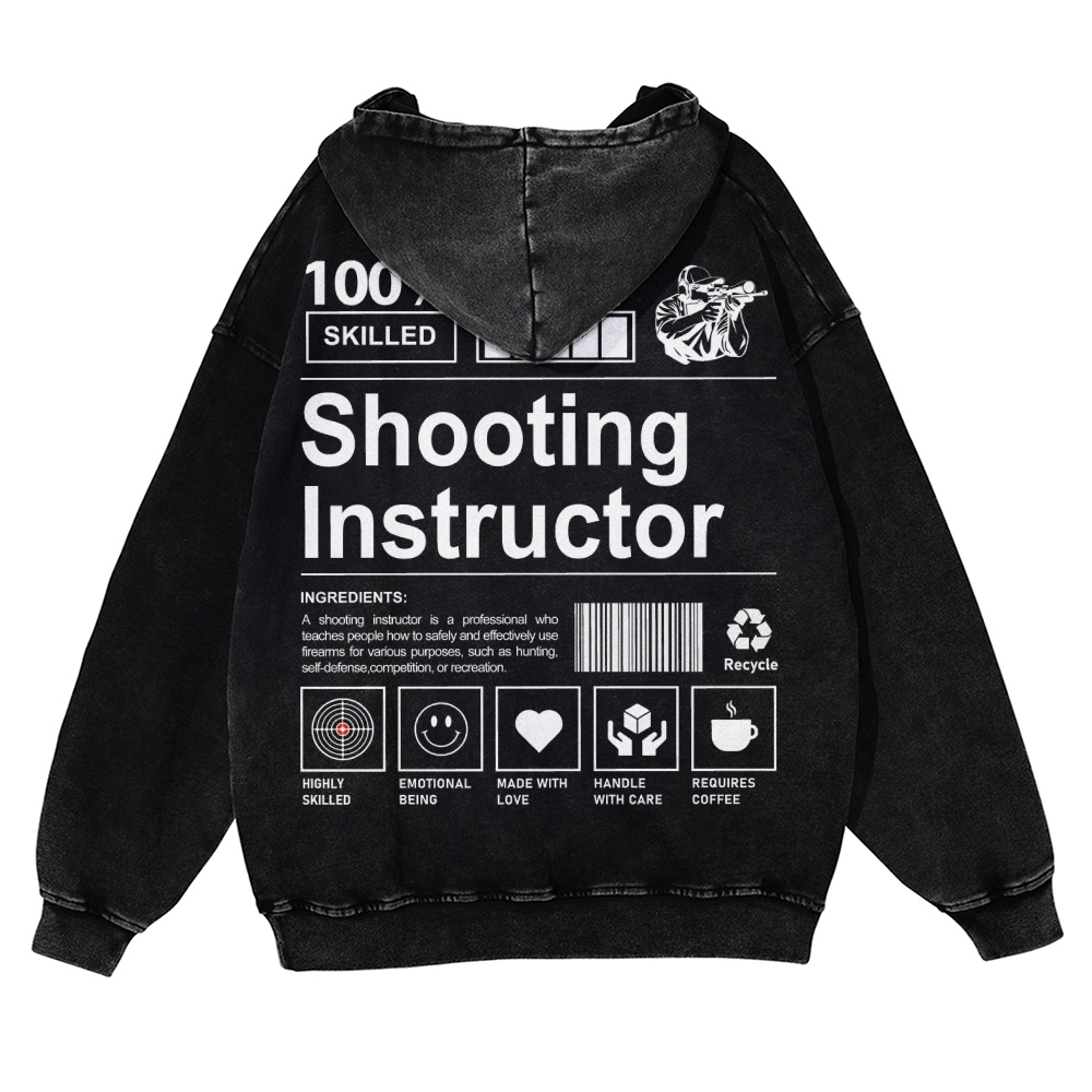 Shooting Instructor Printed Vintage Washed Hoodie-moweekender