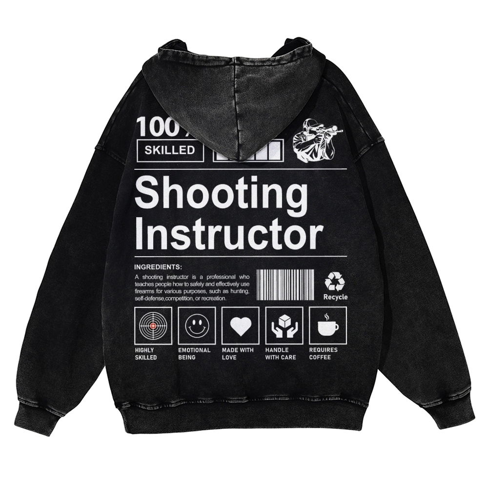 Shooting Instructor Printed Vintage Washed Hoodie-moweekender