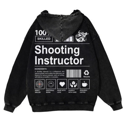 Shooting Instructor Printed Vintage Washed Hoodie-moweekender