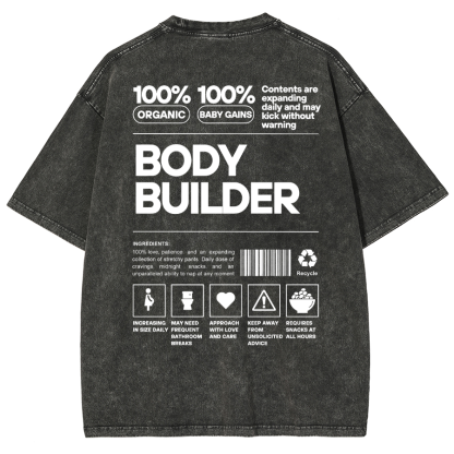 Body Builder Unisex Fit Washed T-Shirt-moweekender