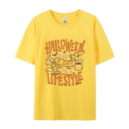 Halloween is life Cotton Short-Sleeved T-Shirt-moweekender
