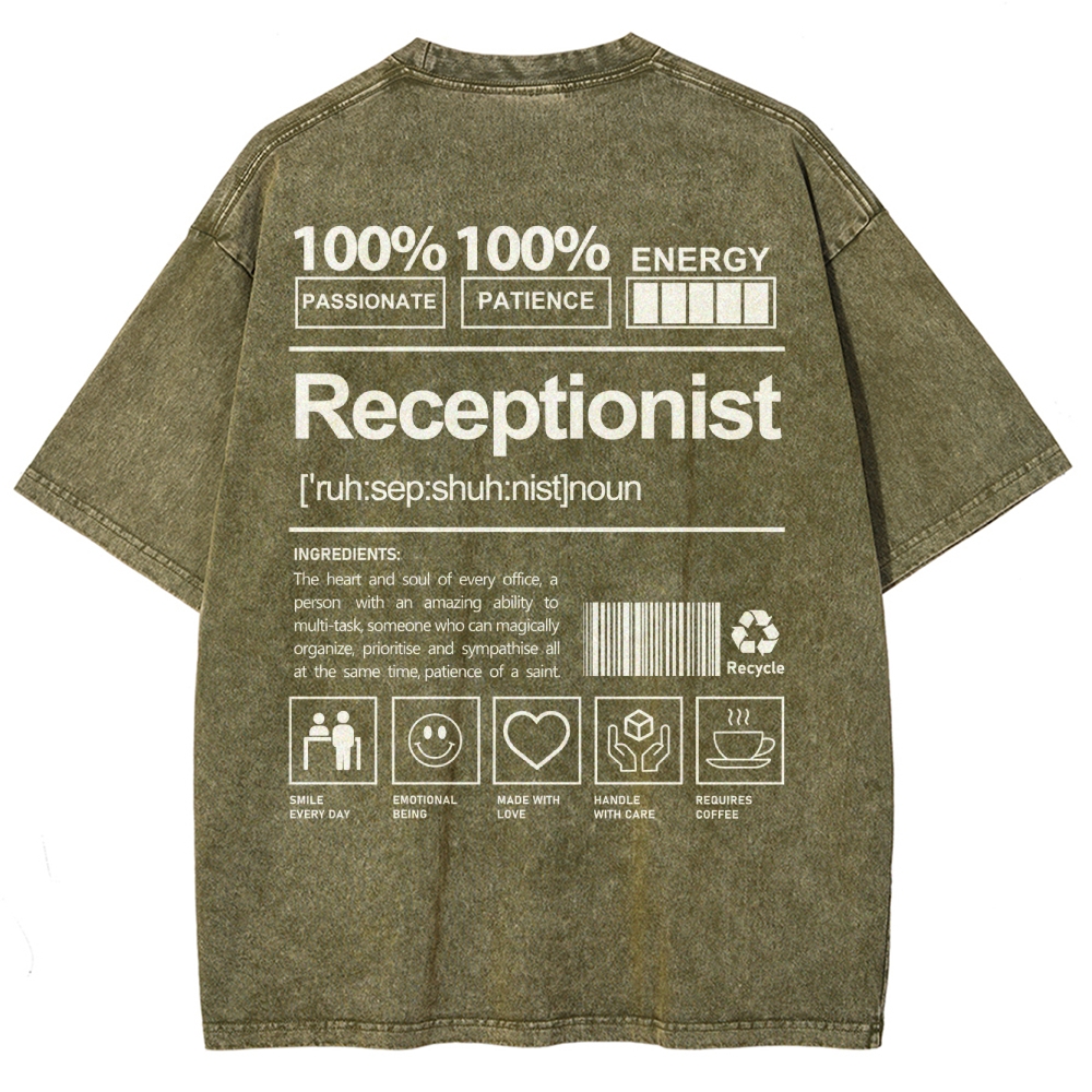 Receptionist Unisex Fit Washed T-Shirt-moweekender