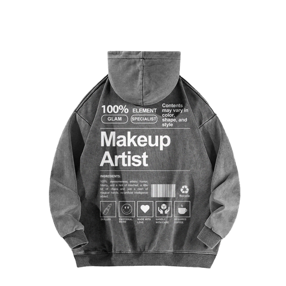 Makeup Artist Casual Washed Hoodie-moweekender