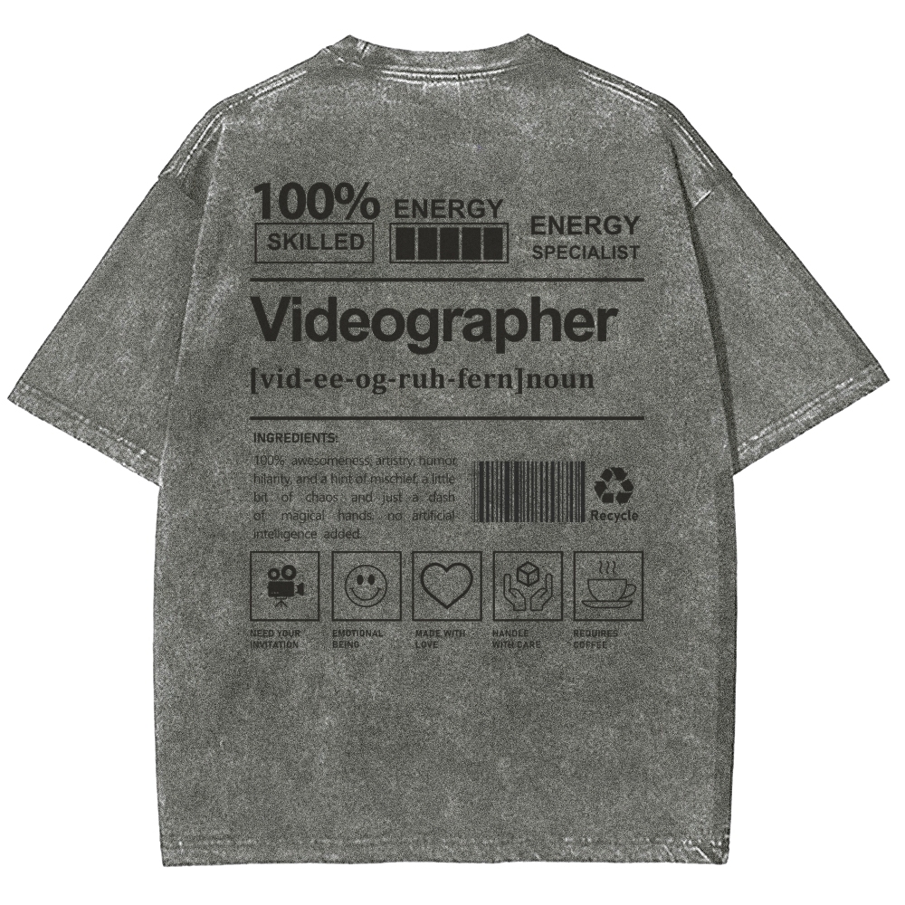 Videographer Unisex Fit Washed T-Shirt-moweekender