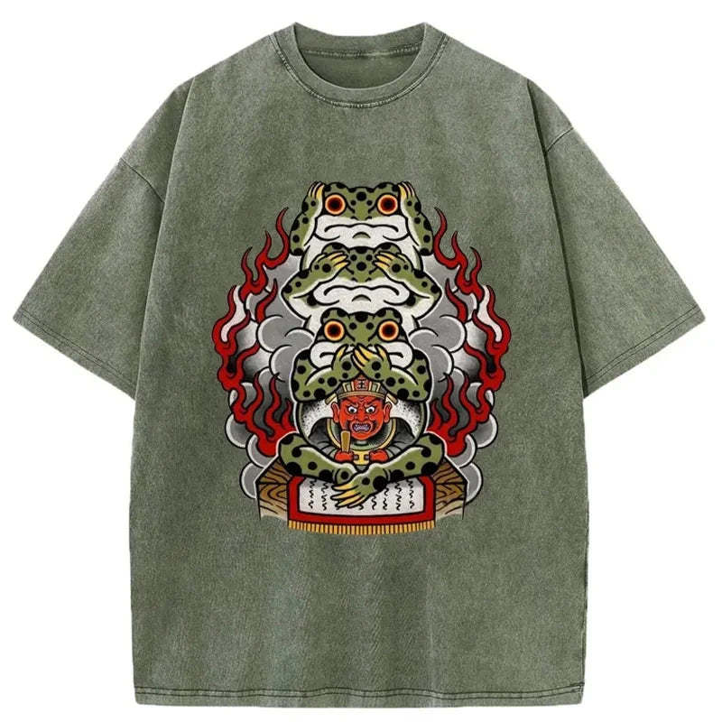 Three Frogs Washed Vintage T-Shirt-moweekender