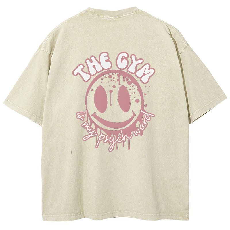 The Gym Is My Phych World Vintage Snowflake Washed T-Shirt-moweekender
