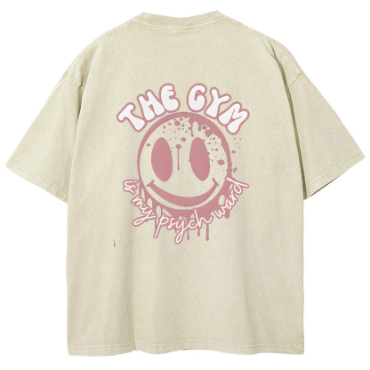 The Gym Is My Phych World Vintage Snowflake Washed T-Shirt-moweekender