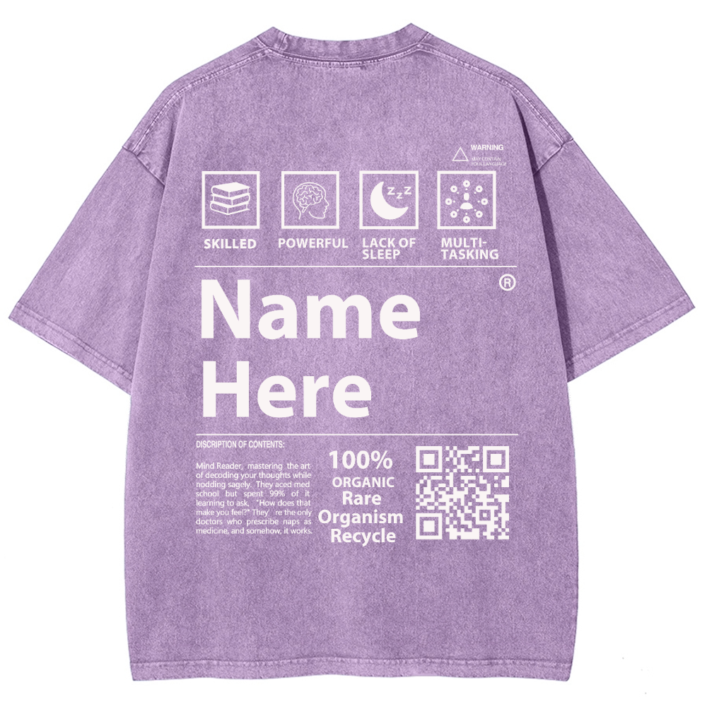 QR Code Customized Unisex Fit Washed T-Shirt
