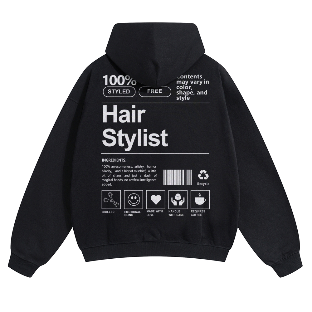 Hair Stylist Pattern Unisex Casual Anime Print Hoodie-moweekender