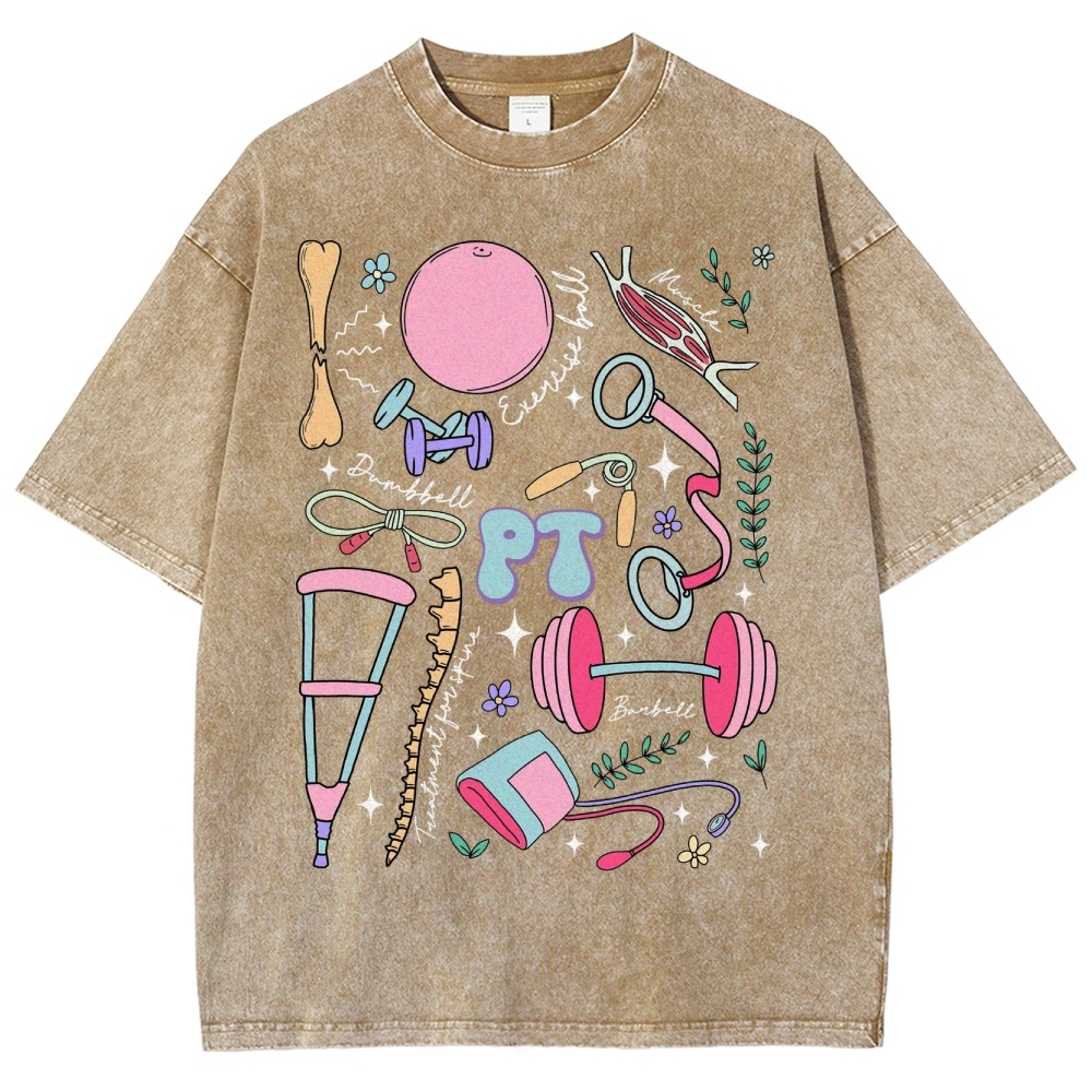 Physical Therapy Unisex Fit Washed T-Shirt-moweekender