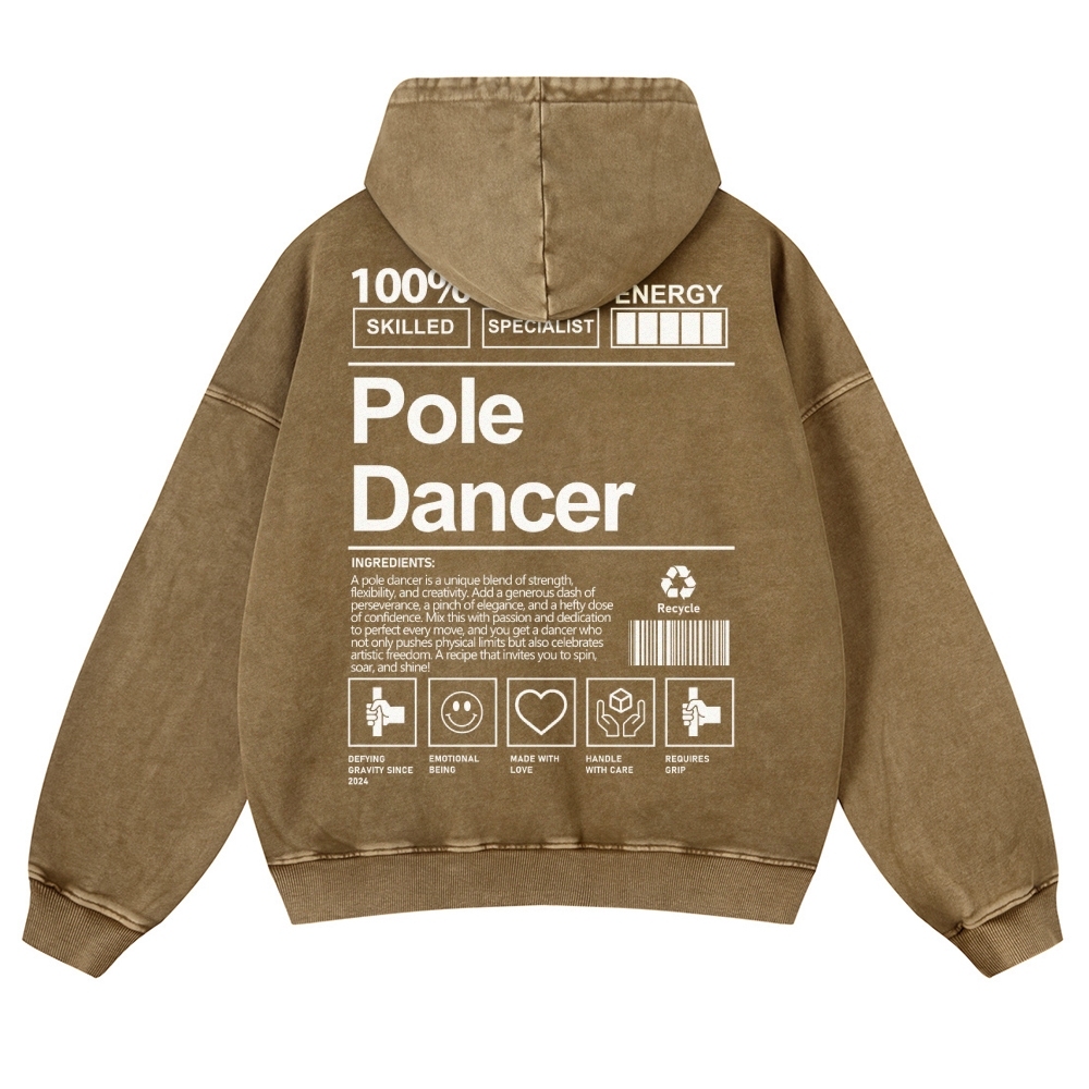Pole Dancer Casual Washed Hoodie