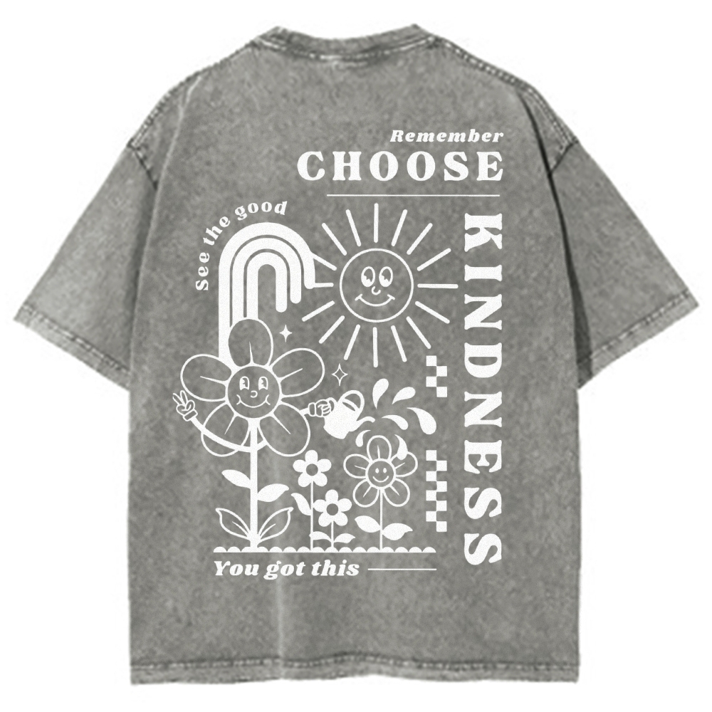 Kindness Vintage Snowflake Washed T-Shirt-moweekender