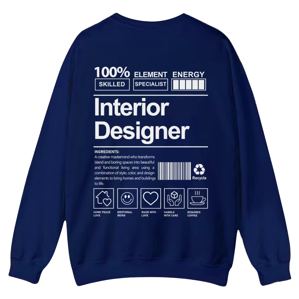 Interior Designer Printed Crew Neck Sweatshirt-moweekender