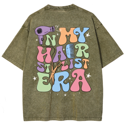 In My Hair Stylist Era Unisex Fit Washed T-Shirt-moweekender