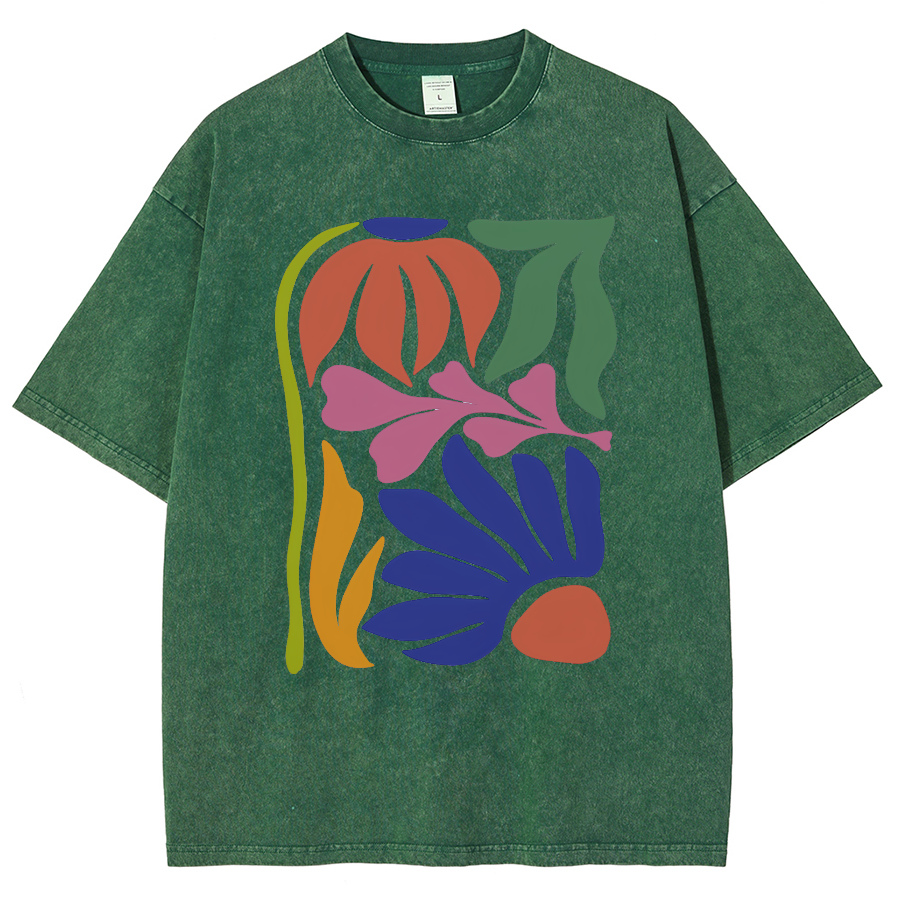 Wildflowers Matisse Art Washed Oversized T-Shirt-moweekender