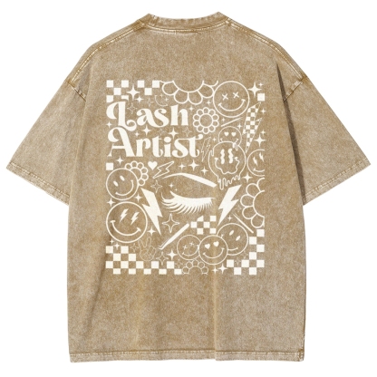 Lash Artist Vintage Snowflake Washed T-Shirt-moweekender