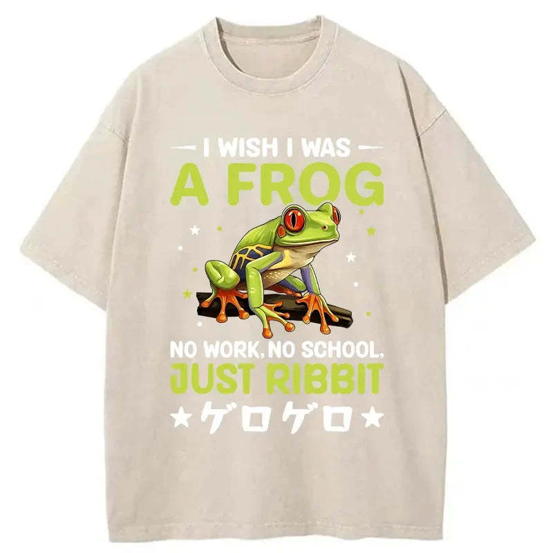 I Wish I Was A Frog Washed Vintage T-Shirt-moweekender
