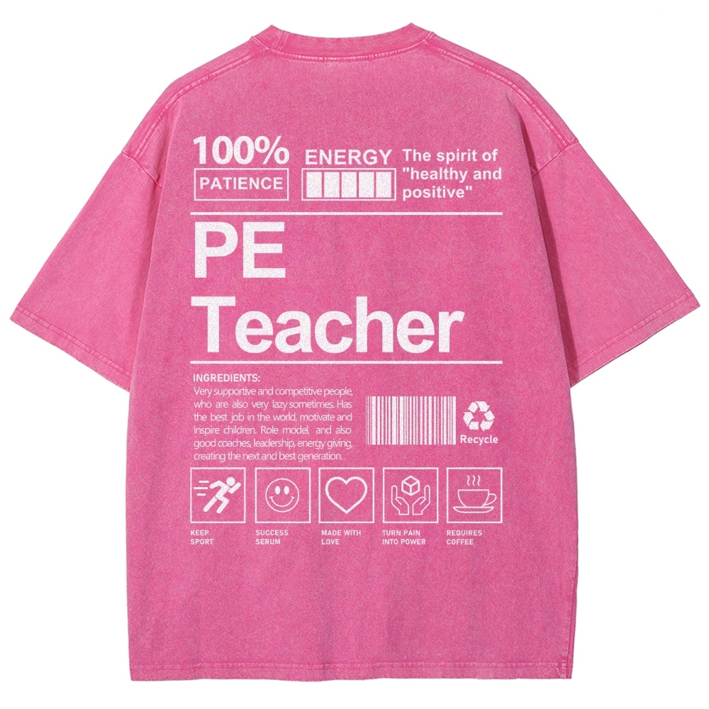 PE Teacher Unisex Fit Washed T-Shirt-moweekender