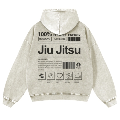 Jiu Jitsu Printed Vintage Washed Hoodie-moweekender