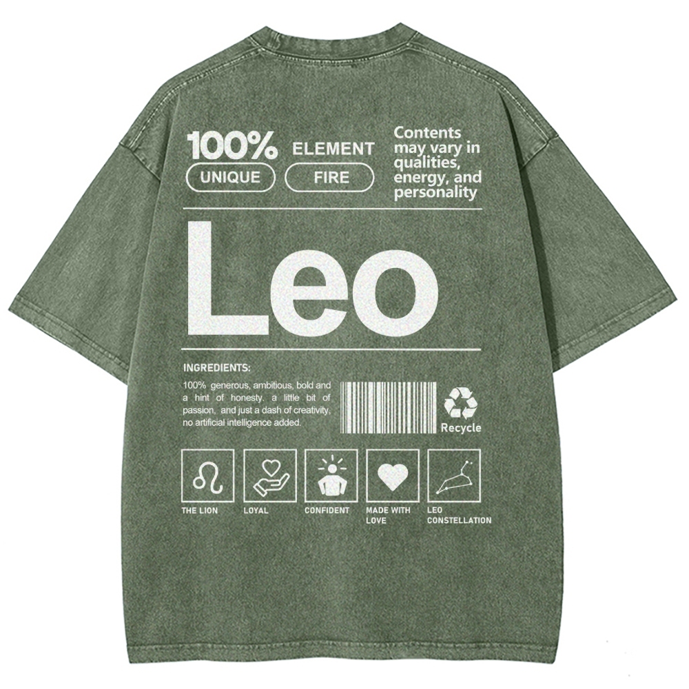 Leo Unisex Fit Washed T-Shirt